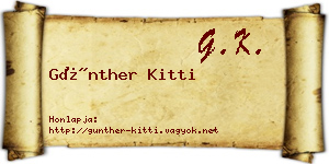 Günther Kitti névjegykártya