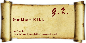 Günther Kitti névjegykártya